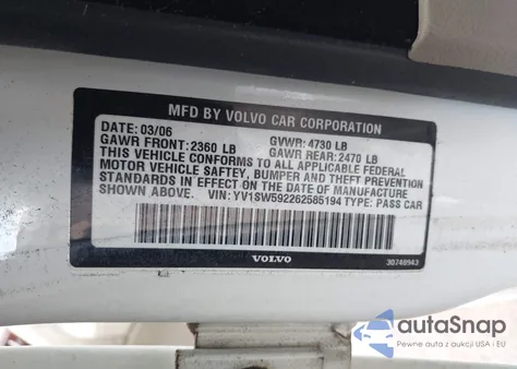 2006 Volvo V70 2.5T из США, поврежденный, VIN YV1SW592262585194